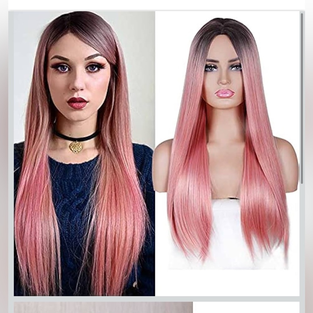 Pink Wig w/ Dark Root